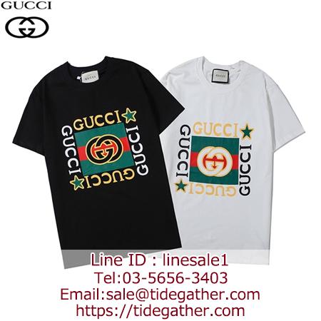 Gucci カラフルパターン丸襟Tシャツ