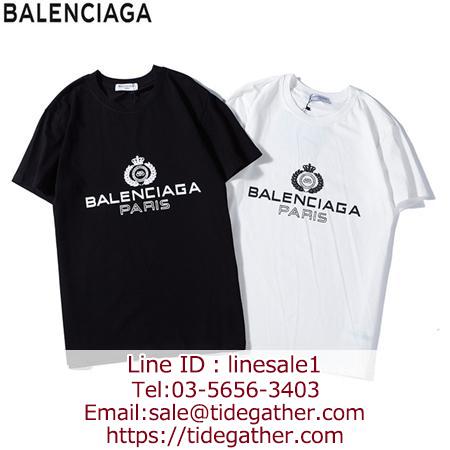 Balenciaga 英字ロゴプリント丸襟Tシャツ